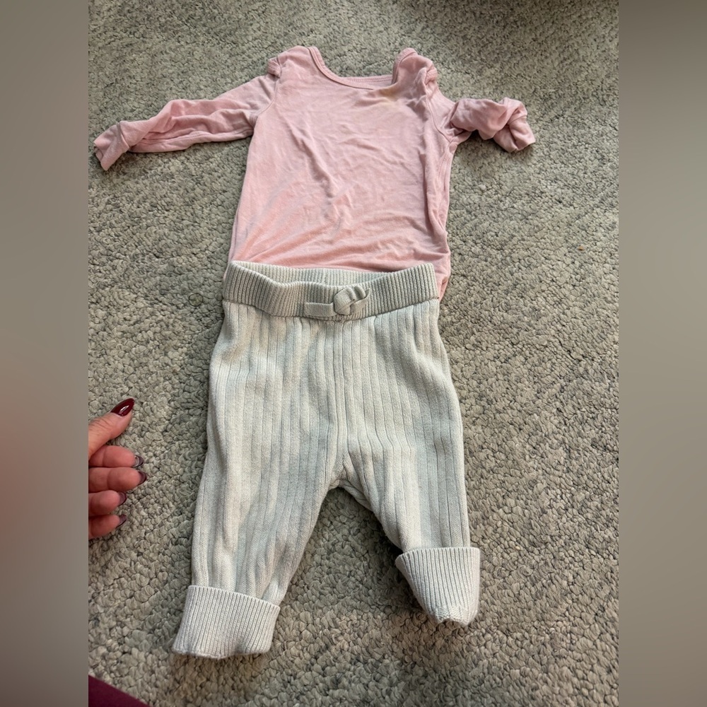 Cat & Jack Baby Knit Outfit 3-6M Cream Matching Set